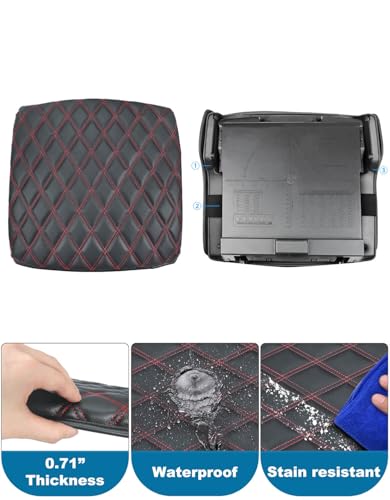 Center Console Cover for Dodge Ram 1500 2019-2026, Bucket Seat, Vinyl Leather Interior Accessories, Car Armrest Cushion Pad, Anti-Scratch, Black-Red Stitch - color: black-red stitch