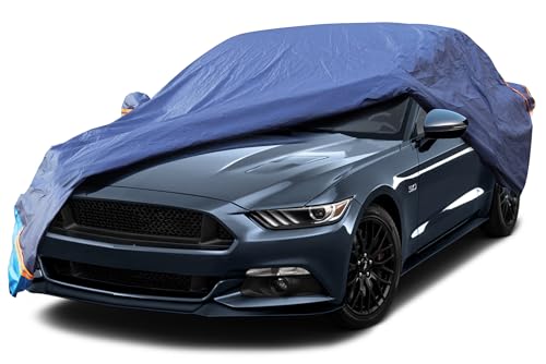 Car Cover Waterproof All Weather, 6 Layers Outdoor Full Exterior Cover Rain Sun UV Snowproof Protection with Zipper Cotton, Mirror Pocket for Ford Mustang - style: Ford Mustang