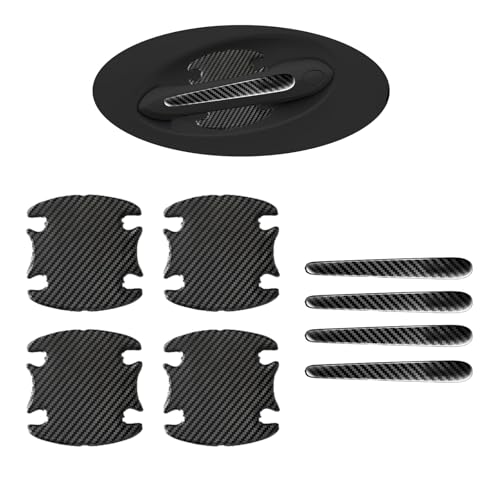 1 Pack 8 Pcs Car Door Handle Protector Reflective Stickers Universal Auto Door Handle Paint Guard Cover, Self-Adhesive Fits Fou Most Vehicle (Carbon Fiber Black) - color: Carbon Fiber Black