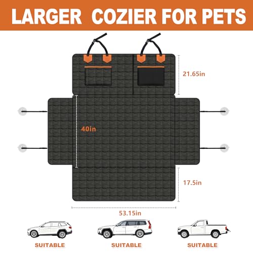 IJVAE SUV Cargo Liner for Dogs, Waterproof Dog Trunk Cover with Bumper Flap Protector, Pet Cargo Mat for SUVs Sedans Vans, Non-Slip Scratchproof Dog Seat Cover，Large Size Universal Fit, Black - size: Oxford Fabric