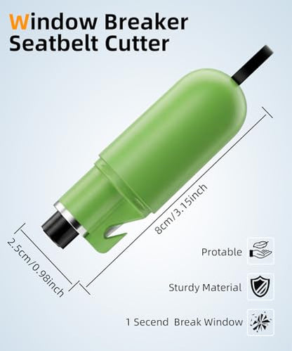 TICARVE 2-in-1 Window Breaker Seatbelt Cutter Emergency Escape Tool Glass Breaker Keychain Essential Car Safety Hammer for Vehicle Emergencies - color: Green