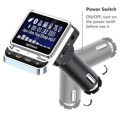 Bluetooth FM Transmitter for Car, Wireless Car Radio Adapter, Handsfree Auto Kit with Remote Control, MP3 Music Player Support USB Charger Siri Google Assistant U Disk/TF Card/Aux