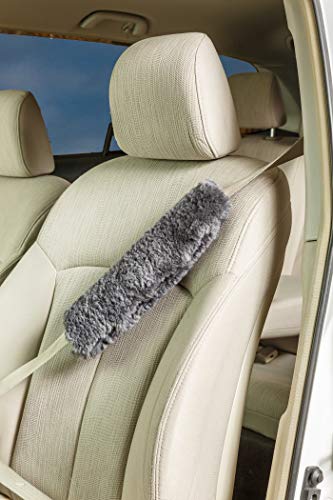 Engel Worldwide Twin Pack! Soft, Comfortable Universal Fitting Genuine Merino Sheepskin Seat Belt Shoulder Cover Pads for Adults, Children, Youth. Multiple Colors Available (Pewter) - color: Pewter