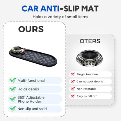 Mobile Phone Bracket Anti-Slip Mat, Multifunction Car Dashboard Mat with Temporary Parking Number, Rotatable Universal Non-Slip Car Dashboard Mat with Phone Holder for Sunglasses and Keys Gadget (F) - color: F