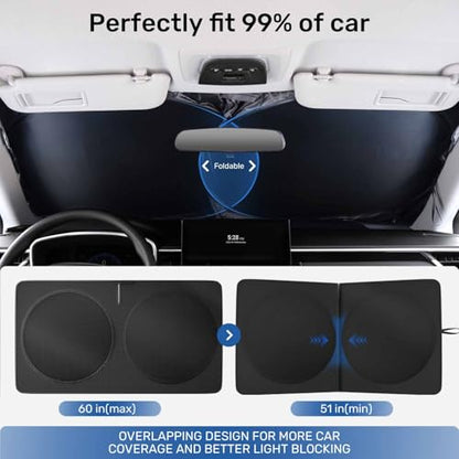 2025 Upgraded Zanch Car Front Windshield Sun Shade - Ultimate Uv Protection & Heat Reductionlinnovative No-Light Leakage TechnologylFoldable DesignPerfect Fit for Sedan, Small(59" x 29") - size: S-Sedan/Hatchback/Coupe