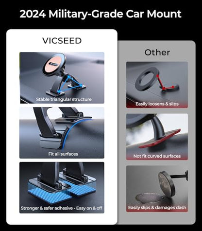 VICSEED 2025 Upgrade for MagSafe Car Mount [Strongest Dashboard Adhesive & 25N Magnetic] Cell Phone Holders for Your Car, 360° Adjustable Phone Holder Mount for All Smartphones & Vehicles - color: Z-Pink