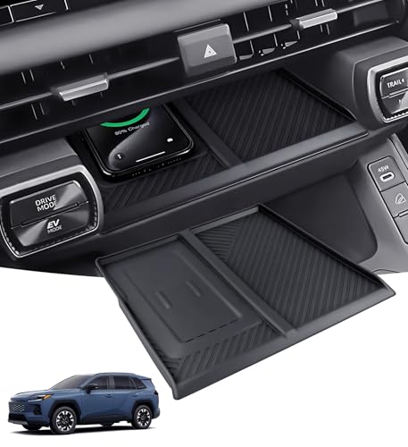 Wireless Charging Protective Mat for Toyota RAV4 2026, Center Console Interior Accessories Silicone Anti-Slip Wireless Charger Cover Pad for 2026 RAV 4, Black - style: Fits for Toyota RAV4 2026