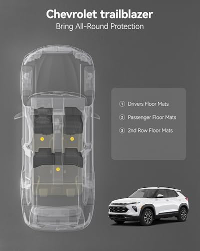 3W Floor Mats for Chevrolet Trailblazer 2021-2025 2026 (AWD Only) ，TPE All Weather Floor Liners Custom Fit Chevy Trailblazer Accessories 1st and 2nd Row Durable Black - size: Chevy Trailblazer 2021-2026 Floor Mats