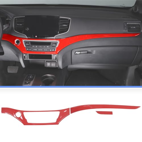 Dashboard Panel Cover Trim for Honda Pilot 2016-2022/ Passport 2019-2025/ Ridgeline 2016-2020 Accessories, Center Console Panel Strip Trim, Center Console Upper Center Pillar Trim, ABS (Red) - color: Red