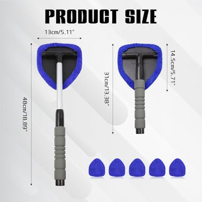 wuyaoyao 14PCS Car Windshield Cleaning Tool, Car Glass Wiper Kit with Window Cleaner, Microfiber Pads, Spray Bottle, Extendable Handle, Interior Detailing Dust Brush, Car Cleaning Supplie (Blue) - color: Blue