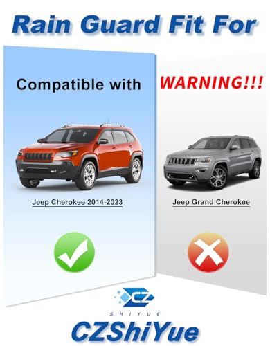 6-PCS Extra-Thick Rain Guards Fit for 2014-2023 Jeep Cherokee Extra Durable Tape-on Window Rain Guard Window Deflectors Vent Shades Window Visor Vent Visors Exterior - size: Fit for 2014-2023 Jeep Cherokee