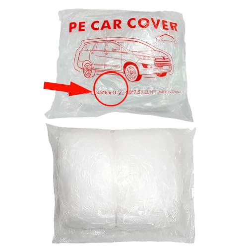 4 Packs Disposable Car Cover Clear Plastic Car Cover Universal Rain Dust Garage Cover with Elastic Band Medium (12.4 FT x 21.6 FT) - size: 4 PCS L(12.4ft * 21.6ft)