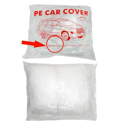 4 Packs Disposable Car Cover Clear Plastic Car Cover Universal Rain Dust Garage Cover with Elastic Band Medium (12.4 FT x 21.6 FT) - size: 4 PCS L(12.4ft * 21.6ft)