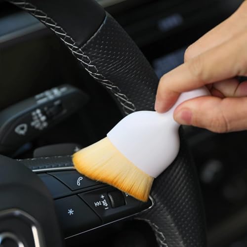 Car Interior Detailing Soft Bristle Cleaning Dusting Brush, Auto Detail Cleaning Brush Dash Duster Tool (White)