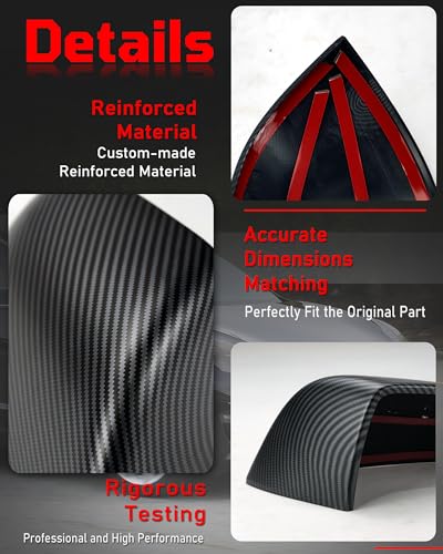 Side Mirror Caps Cover Compatible with Tesla Model 3 2017 2018 2019 2020 2021 2022 2023 2024 2025 Matte Carbon Fiber Mirror Covers - color: Model 3 Matte Carbon Fiber Mirror Covers