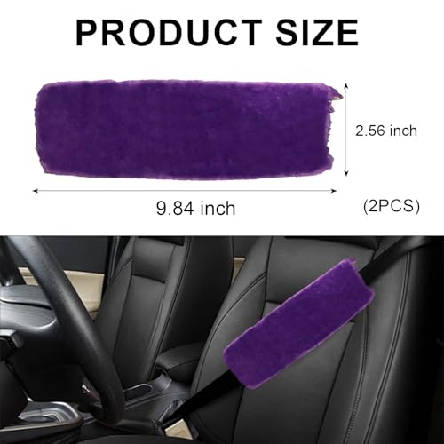 2 Pack Car Seatbelt Covers Shoulder Pad, Soft Faux Sheepskin Seat Belt Shoulder Cover for a Comfortable Driving, Seat Belt Shoulder Strap Covers Helps Protect Your Neck and Shoulder (Purple) - color: Purple