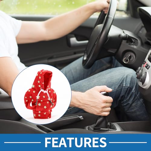 Universal Shift Knob Cover Star Glow in the Dark Pattern Gearstick Hoodie Shifter Lever Knob Hoodie for Car RV Truck SUV Fabric Red - color: Red