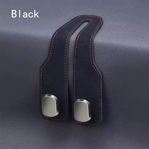 Car Headrest Hook 2 Pack, Premium Leather Car Purse Hooks, Heavy Duty Seat Back Organizer for Handbags, Groceries & Bags, No Scratch, Easy Install Car Accessories(2, Black) - color: Black