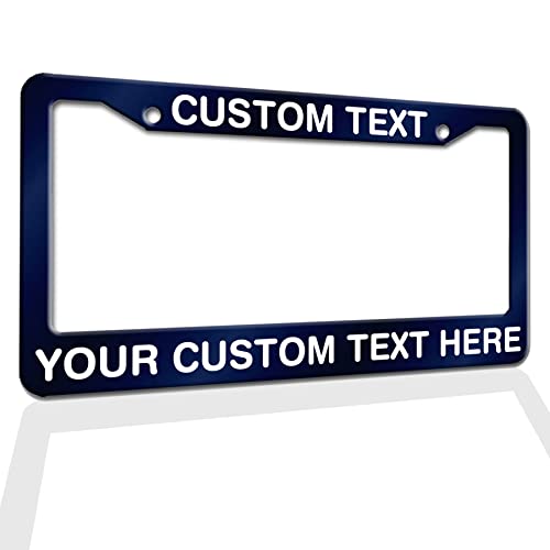 Any Text License Frames - Your Custom Message Plate Frame Custom Personalized Name Monogram Logo License Plate Frame Custom Funny License Plate Holder - Navy - color: navy, size: One frame