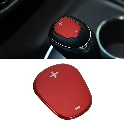 TOMALL Stainless Steel Car Gear Shift Knob Cover Compatible with Chevy Equinox 2018-2020 Shift Panel Trim Gear Lever Cover Trim for Car Interior Center Console Accessories (Red) - color: Stainless Gear-Red