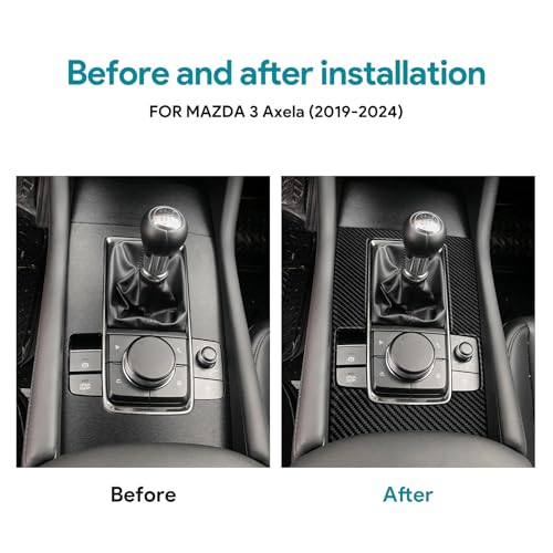 AIRSPEED Carbon Fiber for Mazda 3 Axela 2019-2025 Center Console Gear Shift Panel Cover Interior Trim Accessory, Manual Transmission, Black - color: Manual Transmission Gear Shift Panel