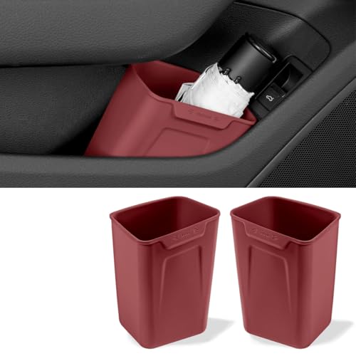 XmuxHai Car Interior Storage Box, Black Silicone Door Side Organizer with Umbrella Holder and Trash Can, Vehicle Accessory (Red) - color: Red
