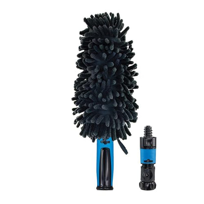Unger 7” Hydropower Wheel & Detail Brush with Adjustable On/Off Water Control Valve for Car and Auto Cleaning, Non-Scratch Microfiber Sleeve, Machine Washable, Flexible for Rims, Tires, and Wheels