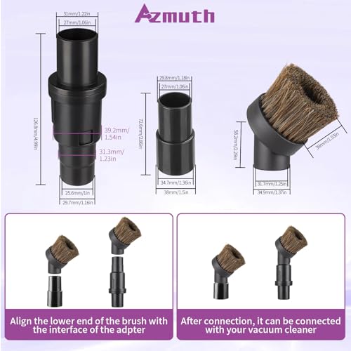 3Pcs 39mm Soft Horsehair Vacuum Brush Attachments with 2 Vacuum Hose Adapter for Shark Vacuum Attachments and Miele Vacuum Attachments and for Most Household Vacuum Cleaner - style: 3-Pcs
