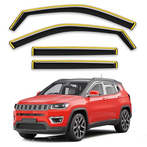 in-Channel Window Rain Guards Fit for Jeep Compass 2017 2018 2019 2020 2021 2022 2023 2024 2025 Extra Durable Window Deflectors Window Visors Vent Shades Vent Visors Car Accessories - size: Fit for 2017-2025 Jeep Compass