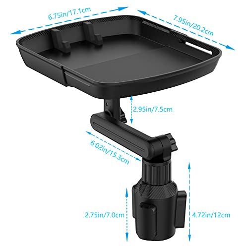 Cup Holder Tray Table, Car Drink Holders Tray, 360º Rotation Adjustable Stretchable Non-Slip Car Tray for Eating, Portable Car Interior Organizer Accessories(Size:6-7.95x6.75inch)