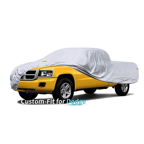 Custom-Fit for Dodge Car Cover, 7 Layers Car Cover Waterproof All Weather for Automobiles, Outdoor Full Cover Rain Sun UV Protection with Zipper (for Dodge Dakota) - color: Silver, size: for Dodge Dakota
