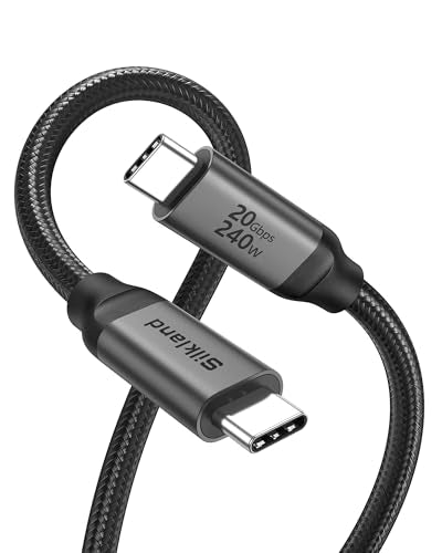 Silkland USB C Monitor Display Cable 4FT [4K@144Hz/60Hz 8K@30Hz], USB C 3.2 Gen 2x2 Video Cable, 20Gbps Data Transfer, 240W PD Fast Charge, Type C Compatible for iPhone 17, MacBook Pro, iPad - size: 4 Feet