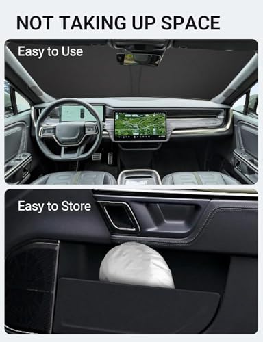 Proadsy Windshield Sunshade Custom for Rivian R1T 2022-2025 2026 Block Sun & UV Foldable 4-Layer Front Window Car Shade Protector Prime Accessories - size: Rivian R1T 2022-2026
