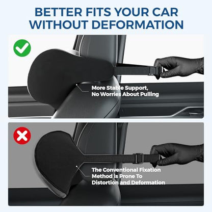 BEBAS Car Headrest Pillow, Ergonomic Neck Pillow with Memory Foam, Universal Car Head Rest Support for Driving Comfort, Breathable Removeable Seat Pillow for Pain Relief (Black, 1 Pack)