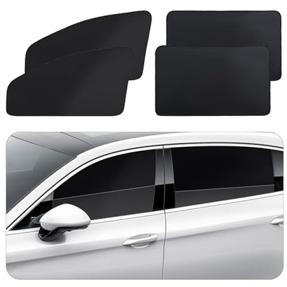 ZATOOTO 4 Pcs Car Window Cutains - Black Silk Magnetic Privacy Side Front Rear Protection Covers - Sun Shades Keeps Cooler for Kids Sleeping - color: Black Faux Silk Flat-Full Set 4PCS