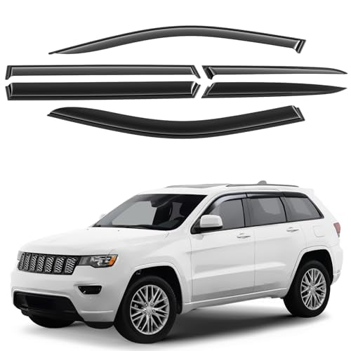 Window Deflectors Smoke Tinted Tape-On Side Window Vent Visor Deflectors Rain Guards Compatible with Jeep Grand Cherokee 2011-2021 - 6 pcs. GW0944 - color: For Grand Cherokee 11-21