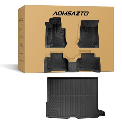 AOMSAZTO Floor Mats Compatible with Mercedes Benz GLC 300 2016-2022 (Not for Coupe): All Weather Floor Mats & Cargo Mat for GLC300 GLC250 GLC300e GLC43 AMG GLC63 AMG Full Set Floor & Trunk Liner - style: 2) for Mercedes Benz GLC (Not Coupe) | 2016-2022 |