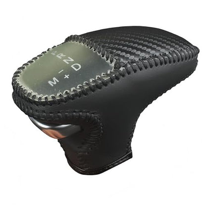 Leather Gear Shift Knob Covers for Dodge Charger Challenger 2015-2023 and Dodge Durango18-23,Carbon Fiber Leather Hand-Stitched Shifter Sleeve - color: Carbon Black Line