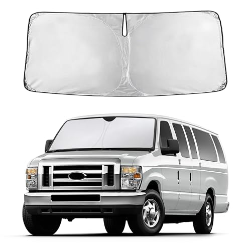 Autovir Windshield Sun Shade Fit for 1992-2024 2025 2026 Ford Econoline E Series Sun Shade, Front Window Sun Visor, UV Protection, Heat Blocker, Foldable Car Accessories - size: For Ford Econoline E-series 1992-2026