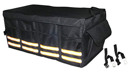 Trunk Organizer for SUV Car, Truck, Minivan Adjustable Compartments Foldable Portable Trunk Organizer, Heavy Duty Durable Car Organizer, Removable Flexible Storage Groceries Bag (BLACK, 4 IN 1)