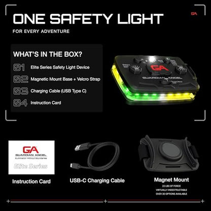 Guardian Angel Elite Series Safety Light (Green/Yellow Front & Green/Yellow Rear) - Rechargeable, Magnetic, Hands-Free Wearable & Mountable Light for Construction, Roadside, Utility & Industrial PPE - color: GreenYellow/GreenYellow, size: 1-Pack