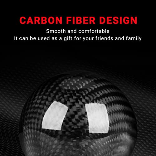 Carbon Fiber Shift Knob Gear,Universal Carbon Fiber Style Round Ball Shift Knob with 3 Adapter,Fit for Manual Car (Black) - color: Carbon Fiber(Black)