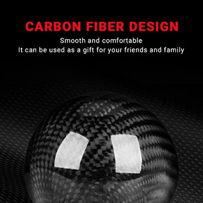 Carbon Fiber Shift Knob Gear,Universal Carbon Fiber Style Round Ball Shift Knob with 3 Adapter,Fit for Manual Car (Black) - color: Carbon Fiber(Black)