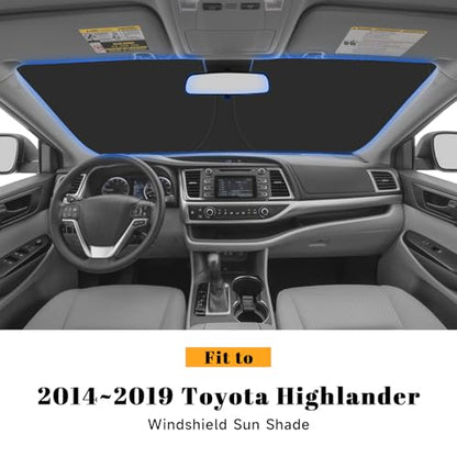 Car Windshield Sun Shade for Toyota 2014-2019 Highlander Accessories (OEM Design) Reflective Foldable Heat Insulation Sunshade for Ultimate Protection - size: for Toyota 2014-2019 Highlander