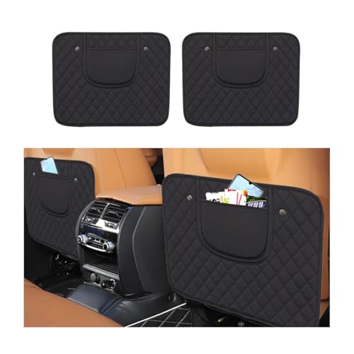 2-Pack Kick Mat Seat Protector – Black PVC Car Seat Back Cover with Storage Pocket for Kids, Anti-Kick Mat for Dirt & Scuff Protection
