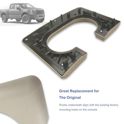 Center Console Cover Cup Holder Armrest Replacement Pad Compatible with Ford F150 2004-2014 Brown(Hard Plastic NOT Padded) - color: Brown, size: <2004-2014>
