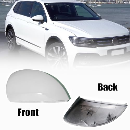GXARTS White Right Passenger Rear View Mirror Cover Replace Compatible with Volkswagen Tiguan 2018-2022 Car Door Rearview Mirror Cover Cap Housing Protective Cover For Exterior Mirrors Trim Cap