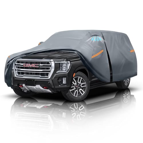 Large SUV Car Cover for GMC Yukon XL (2000-2026) 100% Waterproof All Weather, Heavy Duty Outdoor Full Exterior Covers Rain Sun Wind UV Hail Protection. - color: SUV Car Cover, size: Custom Fit GMC Yukon XL+Towel+Bag