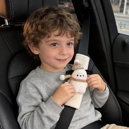 2 PCS Seat Belt Cover Pad, Cute Kawaii Animal Dog Seatbelt Covers for Kids and Adults, Winter Plush Fluffy Soft Seat Belt Cover, Cartoon Seatbelt Cushion,Car Seat Strap Pads (G-Dog(Khaki)) - color: G-Dog(Khaki)