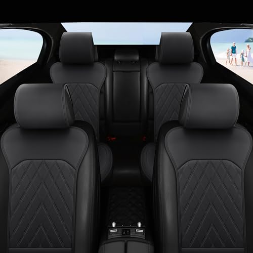 Front Car Seat Covers - Leather Seat Covers with Storage Pocket and Two Belt Pads, Anti-Slip Waterproof Universal Seat Covers for Cars Fit Cars Trucks SUV(Black,2 Pack) - color: Black